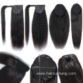 Natural Black Mink Brazilian Hair Ponytail Extneisons Long Yaki Straight Wrap Around Human Hair Ponytails